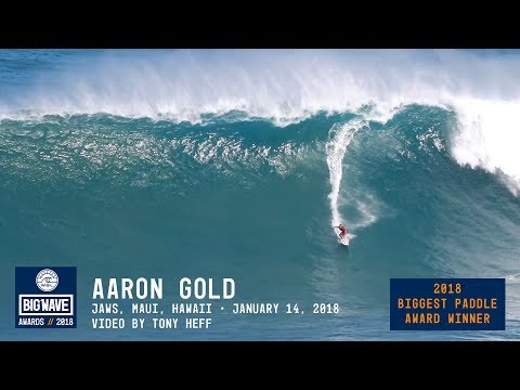 Aaron Gold at Jaws - 2018 Biggest Paddle Award Winner - WSL Big Wave Awards
