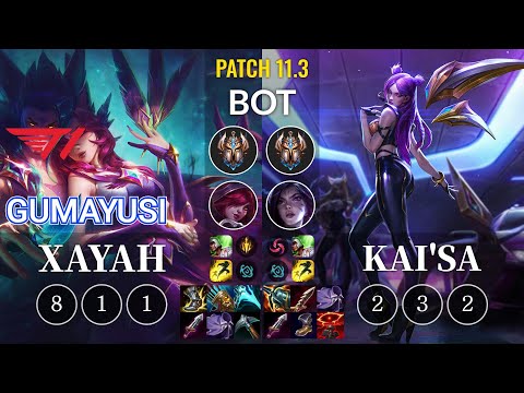 T1 Gumayusi Xayah vs Kai'Sa Bot - KR Patch 11.3