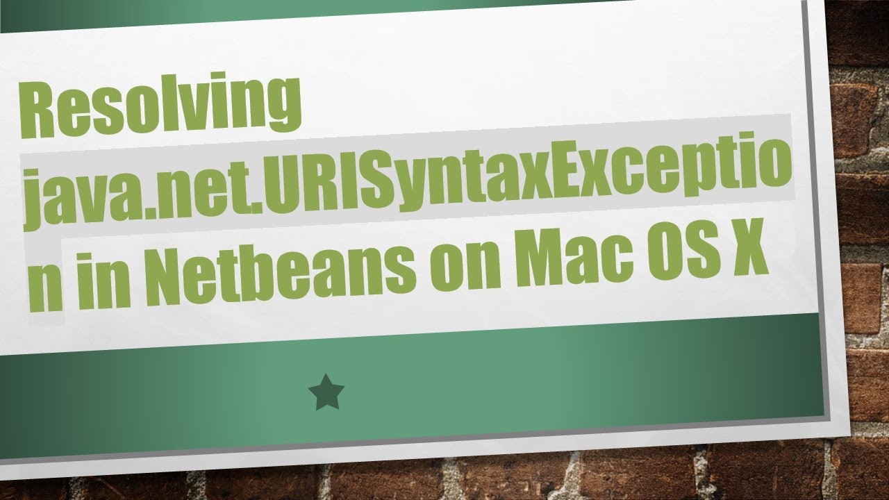 Resolving java.net.URISyntaxException in Netbeans on Mac OS X