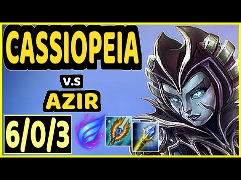 BACA (CASSIOPEIA) vs AZIR - 6/0/3 KDA MID GAMEPLAY - EUW Ranked GRANDMASTER