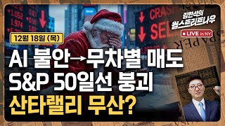 [김현석의 월스트리트나우-12월18일] AI 불안→무차별 매도..S&P 50일선 붕괴, 산타랠리 무산?