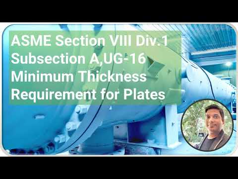UG-16 Minimum thickness requirement for plates as per ASME SEC VIII Div 1