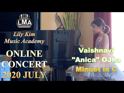 Vaishnavi "Anica" OJha plays Minuet in C | Lily Kim Music Academy Student Online Concert 2020
