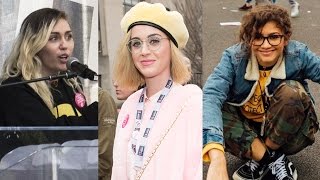 Zendaya, Katy Perry, Miley Cyrus & MORE Celebs Support Women's March