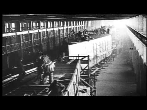 American troops leave for Europe during World War I; World War 1 battle scenes HD Stock Footage