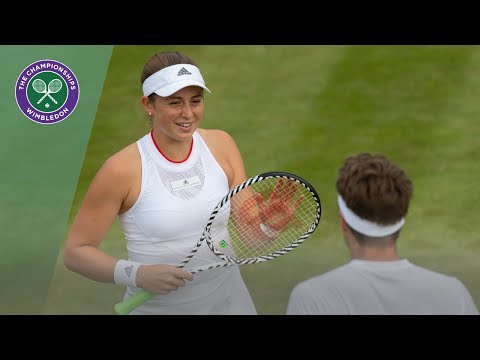 Jelena Ostapenko hits Mixed Doubles partner Robert Lindstedt with serve | Wimbledon 2019