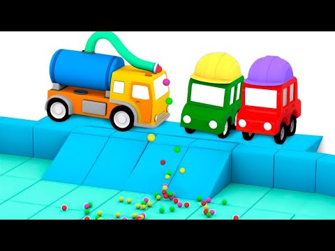 Die 4 kleinen Autos - Wir bauen ein Schwimmbecken - Deutscher Cartoon