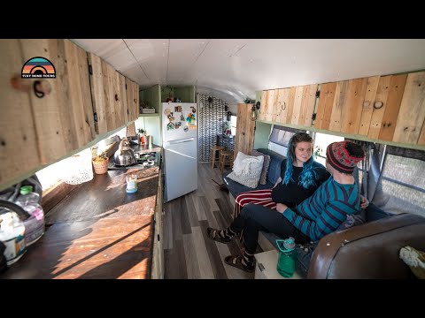 Families DIY School Bus Conversion Tiny House - Bathtub + Bunks + Off Grid