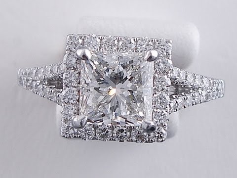 2.01 ctw Princess Cut H SI1 Diamond Engagement Ring - BigDiamondsUSA