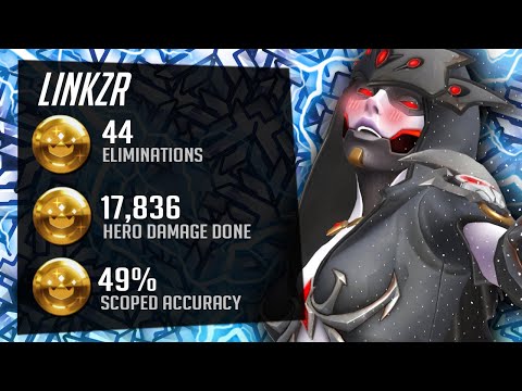 Linkzr Pro DPS - Widow Ashe and McCree gameplay! 44 elims! [ Overwatch Season 29 Top 500 ]