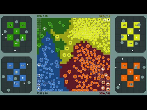 4-WAY MARBLE RACE & TERRITORY WAR SIMULATION | "Add or Release" Physics 💥 32x32 Grid Clash
