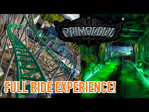 Primordial Front Row POV | Lagoon's Immersive Indoor/Outdoor Roller Coaster