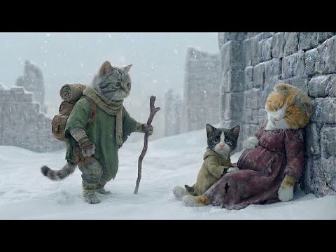 Brave cat rescued a pregnant mama and her kitten in a snowstorm...Then a miracle happened !