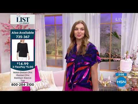 IMAN Global Chic Buttoned TieFront Top