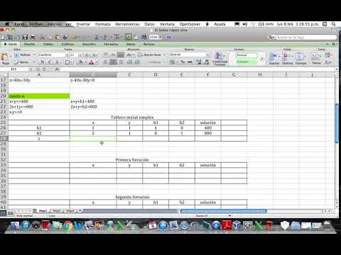 Ejemplo de método simplex paso a paso con excel