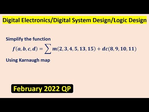 Vereinfachen Sie die Funktion 𝒇(𝒂,𝒃,𝒄,𝒅)=∑𝒎(𝟐,𝟑,𝟒,𝟓,𝟏𝟑,𝟏𝟓)+𝒅𝒄(𝟖,𝟗,𝟏𝟎,𝟏𝟏) mithilfe der Karnaugh-Ab...
