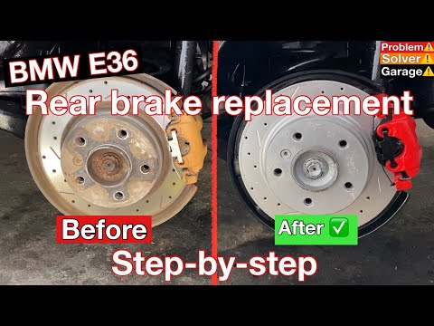 BMW E36 rear brakes, brake pads, brake shoes and rotor replacement. Step-by-step
