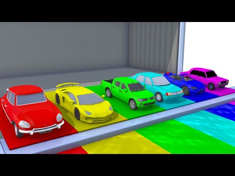 Learn Colors with  Cars Street Vehicles  Water Slide Colors for Kids Nursery Rhymes for Children