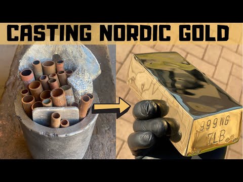 Huge Nordic Gold Bar From Scrap Metal - Gold Bar - Trash To Treasure - ASMR Metal Melting BigStackD