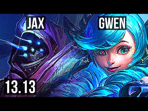 JAX vs GWEN (TOP) | 4/0/2, 66% winrate | EUW Grandmaster | 13.13