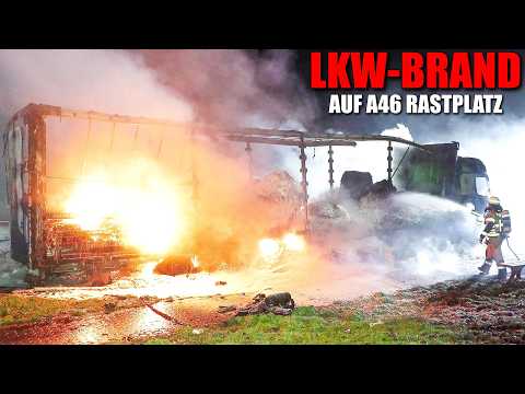 [LKW AUF A46 RASTPLATZ IN VOLLBRAND!] - Starke Rauchentwicklung - Massiver Schaumangriff - Haan -