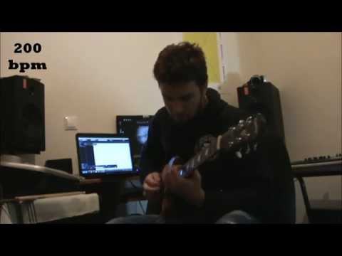 Alternate picking guitar exercise (Phrygian mode 80-300 bpm triplets)