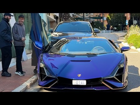 F1 Champion, famous Fernando Alonso driving rare Lamborghini SIAN in Cipriani Monte-Carlo @emman25MC