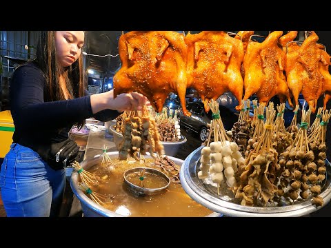 Cheap, popular and delicious mixed skewer meat | Cambodian street food | Food Tours