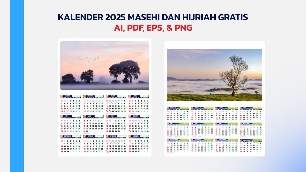 File Kalender 2025 Masehi dan Hijriah Tanpa Jawa Gratis PNG, AI, PDF, EPS