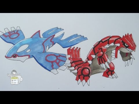 How to draw Pokemon: No. 382 Kyogre, No. 383 Groudon - YouTube