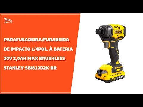 Parafusadeira/Furadeira de Impacto 1/4Pol. à Bateria 20V 2,0Ah Max Brushless com Carregador, 2 Baterias e Maleta STANLEY-SBI810D2K-BR - Video