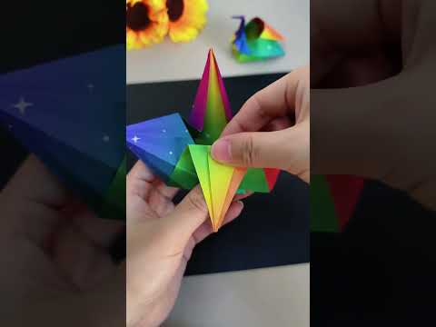 Paper crane storage box origami tutorial, parent-child origami tutorial, simple and beautiful or