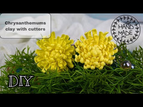 DIY! How to make Chrysanthemums by clay with cutters [polymerclay, sugarcraft, coldpocelain]