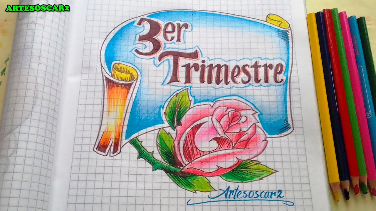 COMO DIBUJAR CARATULA para TERCER TRIMESTRE facil - IDEAS