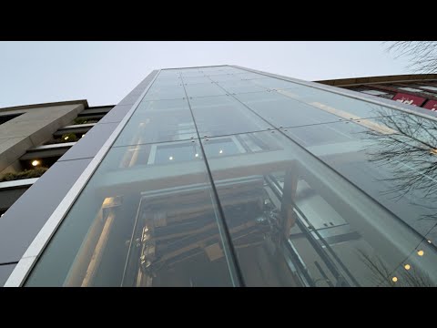 Awesome Glass Kone EcoDisc MRL Traction Elevators | University Village South Garage | Seattle, WA