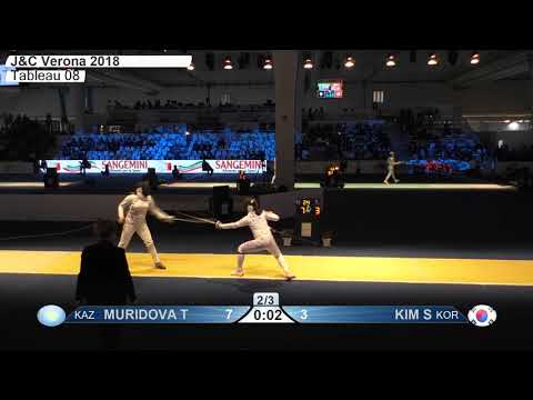 FE T08 03 F E Cadet Individual Verona ITA World Championships YELLOW KIM KOR vs MURIDOVA KAZ