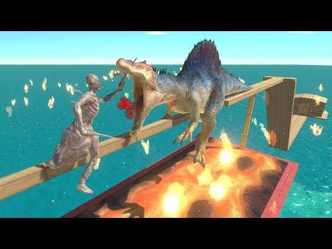 1 vs 1 Saber Ghoul on a Small Lava Bridge - Animal Revolt Battle Simulator