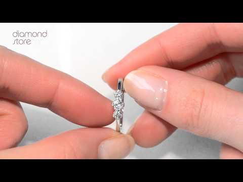 FT24-55JUY - Elegant Emily 18K White Gold 3 Stone Diamond Ring 0.33CT H/SI
