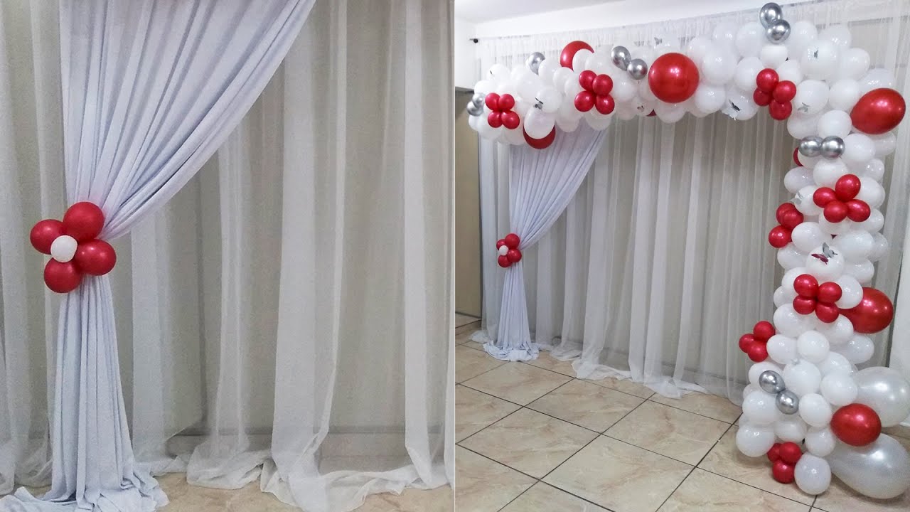 Como Fazer Arco Desconstruído Para Painel Quadrado Com Cortinário Decoração Balões Desconstruido