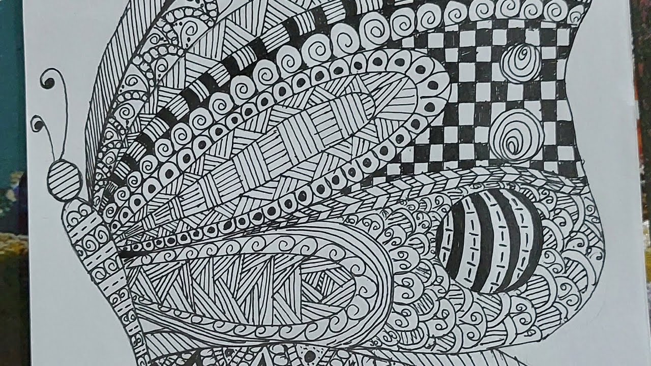 Zentangle Butterfly | Easy Zentangle Art #shorts