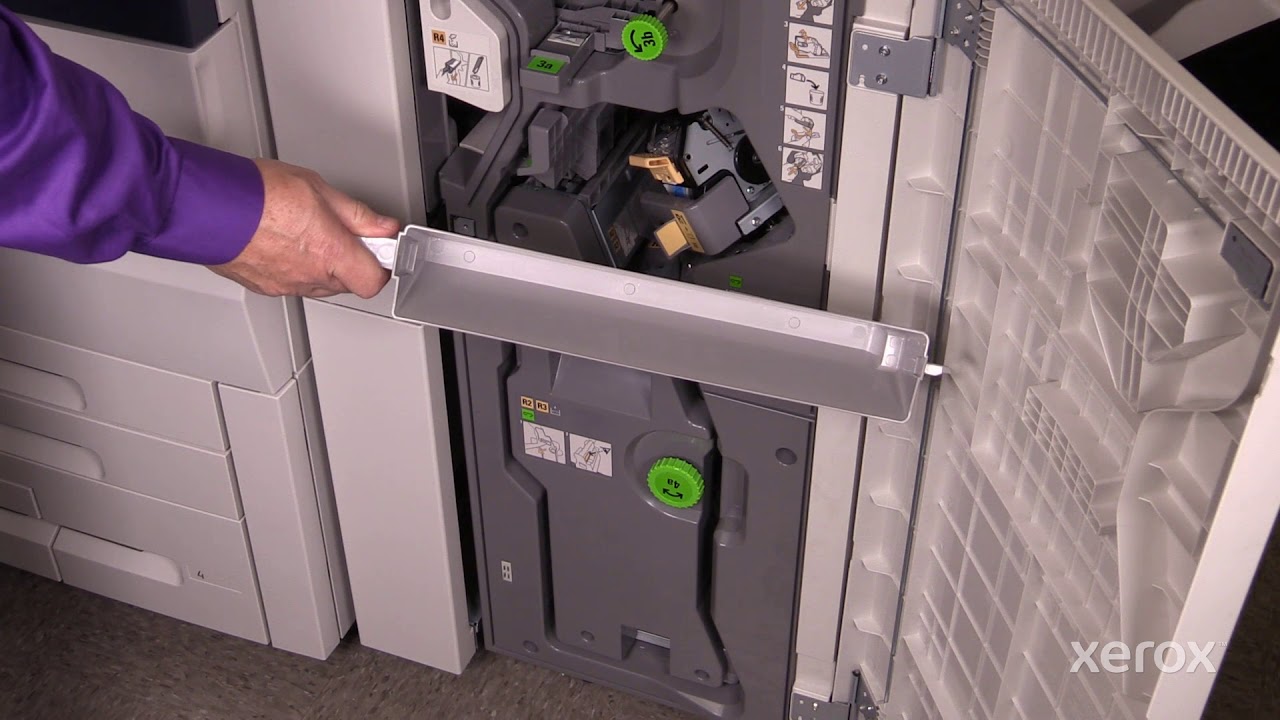 Xerox® PrimeLink® C9065 C9070 Series Printer Emptying the Hole Punch Chad Bin