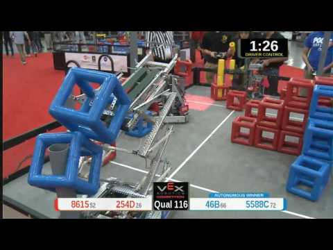 2015 VRC Tech Q116 - 8615 254D vs 46B 5588C - 50 to 69 - VEX Worlds 2015 - Technology Division