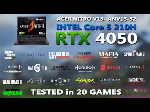 NEW ACER NITRO V 15- Intel Core 5 210H + RTX 4050 Gaming Benchmark Test | Tested in 20 Games |