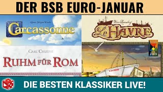 Euro Klassiker Januar: Carcassonne, Ruhm für Rom, Le Havre