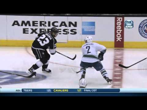 Dan Hamhuis clipping on Dustin Brown Vancouver Canucks vs LA Kings 11/9/13 NHL Hockey.