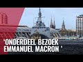 Frans marineschip vuurt saluutschoten af bij bezoek Macron