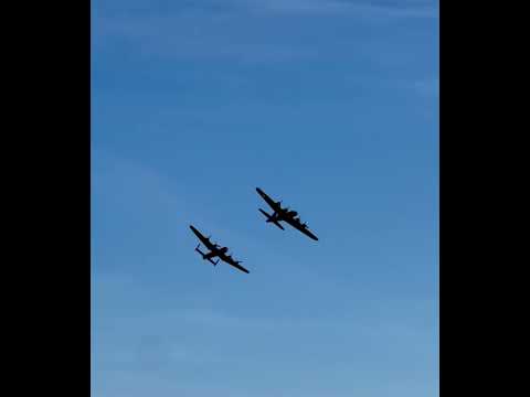 Lancaster Bomber and B-17 flyby #warbirds #Lancaster #bomber #b17flyingfortress #ww2 #airshow