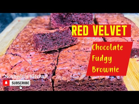 Red Velvet Fudgy Chocolate Brownie Recipe by Nosheen’s Kitchen | Anniversary Special Cake Series