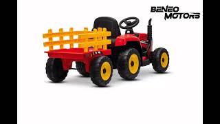 Trattore elettrico per bambini WORKERS con rimorchio, rosso, trazione posteriore, batteria al litio,