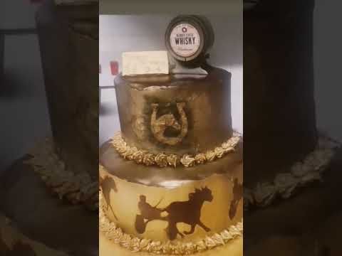 60th birthday cake #horseandtrap #beginnerbaker #buttercream #gold #horse #horses #chocolate